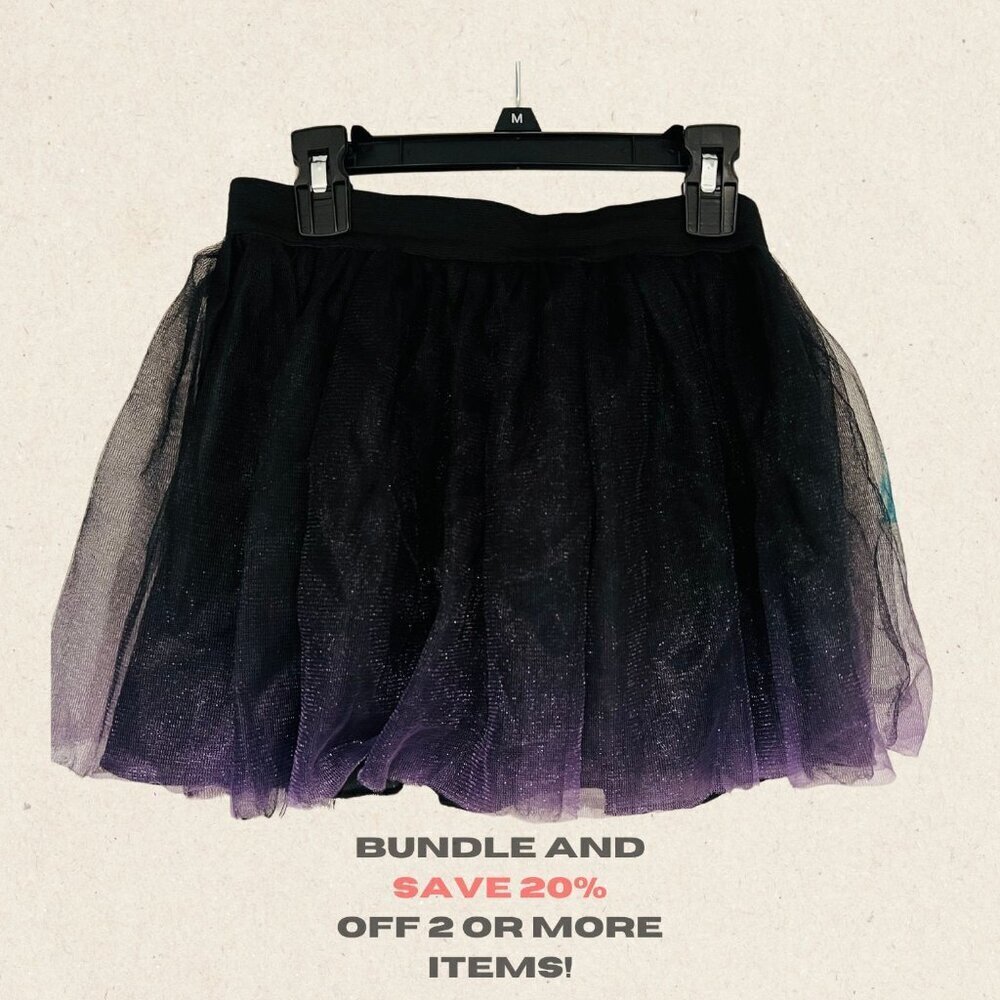 🎀 Adorable Girls Black Tutu Skirt with Purple Trim 🎀